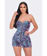 Blue Pink Sequins Sparkly Tube Top Short Jumpsuit Party Concert Outfit R... - £31.17 GBP