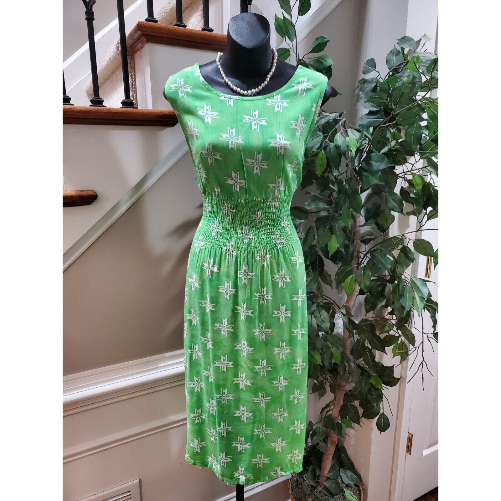 Vintage Donar Hadi Green Polyester Short Sleeve Top & Knee Length Dress Suit Item image 3
