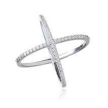 0.65 Ctw Round Simulated Diamond Cross Over Men&#39;s Band Ring 14K White Gold Over - £88.25 GBP