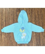 Vintage Baby Kisses Light Blue Teddy Bear Hooded Sweater 6 - 9 Months Ba... - $19.80