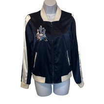 Juicy Couture Women&#39;s Small Y2K Vintage Navy White Cactus Applique Bomber Jacket - £18.39 GBP