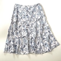 JM Collection White midi linen skirt with blue print size 16 - £22.91 GBP