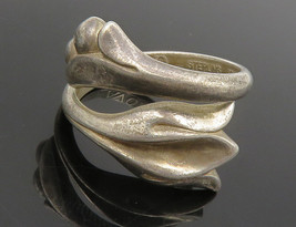 AVON 925 Sterling Silver - Vintage Floral Motif Bypass Band Ring Sz 4 - RG13705 - £30.87 GBP