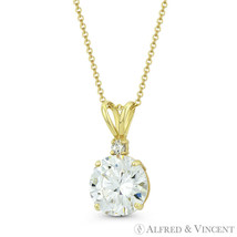 Round Brilliant Cut Clear CZ Crystal 15mmx8mm Fashion Pendant in 14k Yellow Gold - £55.22 GBP+