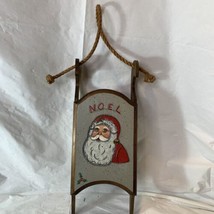 Vintage Handmade Wooden Santa Sled Wall Hanging Holidays Décor NOEL 13.5&quot; H - £7.87 GBP