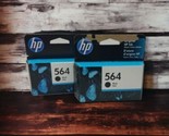 2x Genuine HP 564 Black Ink Cartridges OEM EXP 3/23+ Bundle DeskJet 3520 - $23.51