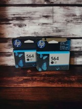 2x Genuine HP 564 Black Ink Cartridges OEM EXP 3/23+ Bundle DeskJet 3520 - $23.51
