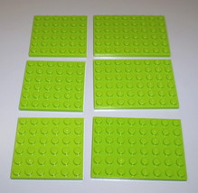 6 Used LEGO 6 x 8 - 6 x 6 Lime Green Plates 3036 - 3958 - £7.95 GBP