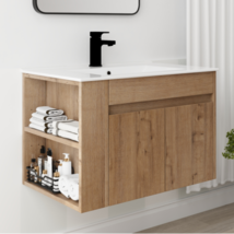 30 Inch Bathroom Vanity With White Ceramic Basin And Adjust Open Shelf - £395.71 GBP