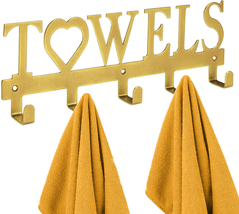 Weekseight Metal Towel Holder Towel Rack, Wall Mount Towel Hanger Hooks for Bath - £12.09 GBP