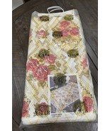 Bedspread Tapestry Pink Roses Gold Floral Cover Fringe Double Vintage NOS - €77,01 EUR