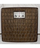 Vintage Counselor Bathroom Scale Mid Century Brown Metal Woven Fiber Tik... - $20.90