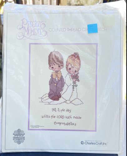 Vintage 1978 Charles Craft Precious Moments Cross Stitch Kit BRIDE GROOM GP-4505 - $10.88