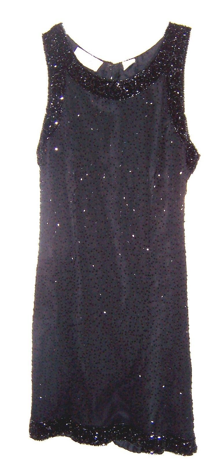 Primary image for Laurence Kazar Black Beaded 100% Silk Petite Dress Size XXS XS PS