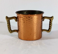 Vintage Hand Hammered Copper &amp; Brass Sugar Bowl Colonial Virginia Hampton Va - £16.66 GBP