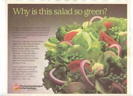 Wendy's Old Fashioned Hamburgers Why is This Salad So Green Placemat 1980's - $13.86