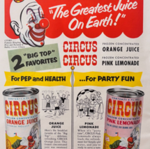 1953 Circus Fruit Drink Advertisement Ringling Brothers Citro The Clown ... - $49.10 CAD