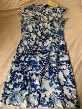 Size Medium Style Chinese Japanese Blue White Satin Kimono Dress New Cos... - £19.18 GBP