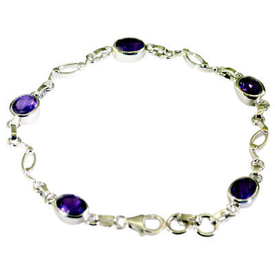 bonnie Amethyst 925 Solid Sterling Silver Bracciale Viola Naturale gener... - $32.11