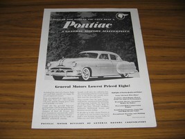 1953 Print Ad Pontiac 4-Door Car with V-8 General Motors Masterpiece - £11.39 GBP