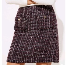 Loft Boucle Pocket Shift Skirt Plum Tweed Mini Skirt Back Zip 6 - $18.69