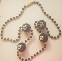 8 Balls 22&quot; beaded necklace, black &amp; white - £8.75 GBP