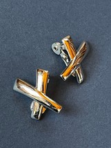 Vintage Monet Signed Marked X Silvertone Clip Earrings – 1 x 0.75 inches – VERY - £10.46 GBP