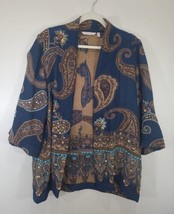 Soft Surroundings S/ M Drape Cardigan Wrap Brown Blue Paisley Sweater Co... - £22.54 GBP