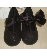 Koala Baby Black Sparkle Glitter W Bow Flat Shoes Baby Size 5 NEW Elegan... - $7.91