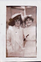 Two Dressed Up Ladies One With Big Hat Postcard Snapshot 1915 - £7.86 GBP