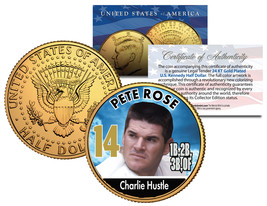 PETE ROSE ** Baseball Legends ** JFK Kennedy Half Dollar 24K Gold Plated US Coin - £7.49 GBP