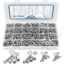 Stainless Steel Bolts Nuts Flat Washers Assorted Nuts Bolts With Case, 700 Pcs. - £31.12 GBP