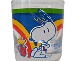 Snoopy Peanuts Woodstock Rainbow Rocks Lowball Cocktail Glass 1965 Vtg - $10.84