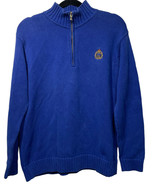 Vtg Lauren Ralph Lauren Womens Knit Sweater Blue 1/4 Zip Embroidered Cre... - £14.70 GBP