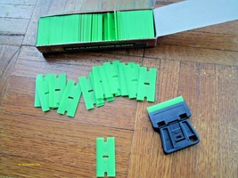 100 Pieces 1.5&quot; Plastic Edge Blades +1 pc Compact Mini Razor Blade Decal... - £15.70 GBP