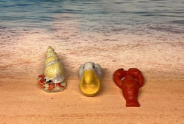 3 Miniature Fairy Garden Beach Lobster Crab Pelican Figurines Resin New - £3.40 GBP