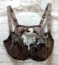 soma 38D lace embroidered floral balconet demi-lined underwire brown black - £15.61 GBP