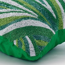 Green Beaded Sea Waves Green,Silk Throw Pillow Covers-Green Dance, 16&quot;x16&quot; - $38.46+