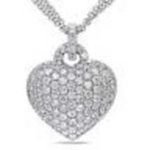 0.50Ct Brilliant Cut Moissanite Cluster Puff Heart Love Pendant Chain 925 Silver - £98.02 GBP