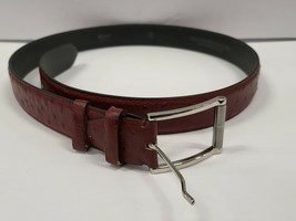 Stefano Corsini Vtg Brown Ostrich Leather Belt Silver Buckle Sz 125/110 - £94.84 GBP