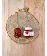 Chocolate Spread Toast Friendship Necklaces BFF, Polymer Clay Kawaii Foo... - $631.68 MXN
