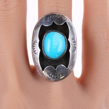 sz6.25 Vintage Navajo Sterling Shadowbox turquoise ring - $74.25