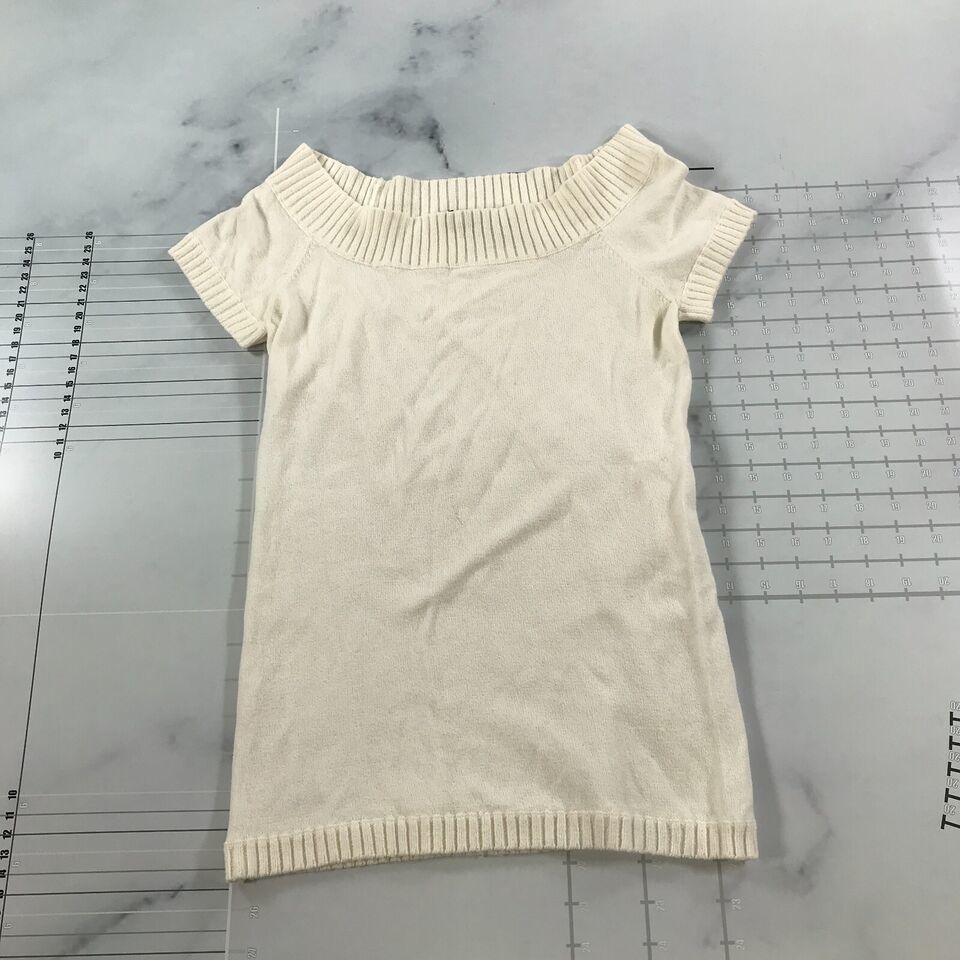BCBGMAXAZRIA Sweater Womens Medium White Knit Off Shoulder Lightweight - $17.82