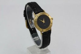 Vintage Authentic GUCCI 3000L 18K Gold Plated Black Leather Quartz Ladies Watch - £93.14 GBP