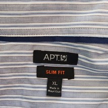 APT 9 Button Up Shirt Men’s Slim Fit Long Sleeve Blue & White Stripes Size XL image 4