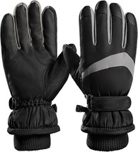 Winter Ski Gloves for Men Women, Waterproof Windproof Touchscreen Gloves (Black) - £11.59 GBP