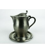 Lidded Pewter Cream Pitcher w/Underplate, Vintage International Pewter, ... - $459.93 MXN