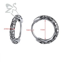 ZS Wing Round Circle Earring for Man Women Stainless Steel Hoop Earrings Punk Ro - £14.54 GBP
