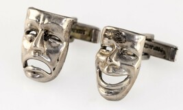 Sterling Silver Drama Comedy and Tragedy Mask Cufflinks Gorgeous - $103.88