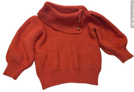 TODDLER GIRL&#39;S 18-24M Burnt Orange JANIE AND JACK SWEATER Gold Buttons Fall - $16.82